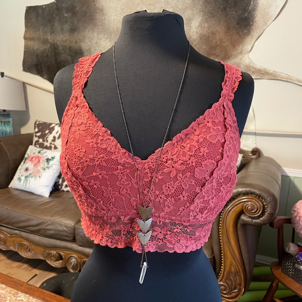Rust colored lace bralette